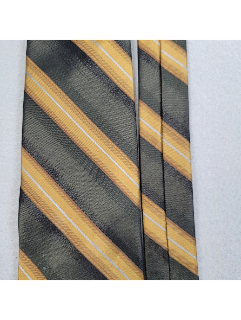 Murano Men's Tie Black And Gold Stripes With Silver 100% Silk 58.5"x4"